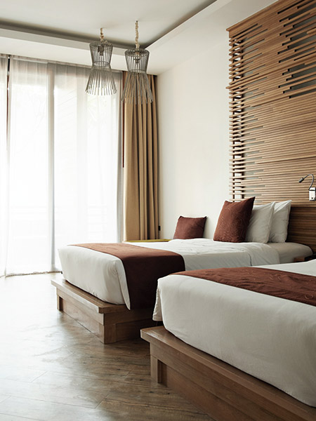 Beds in hotel room