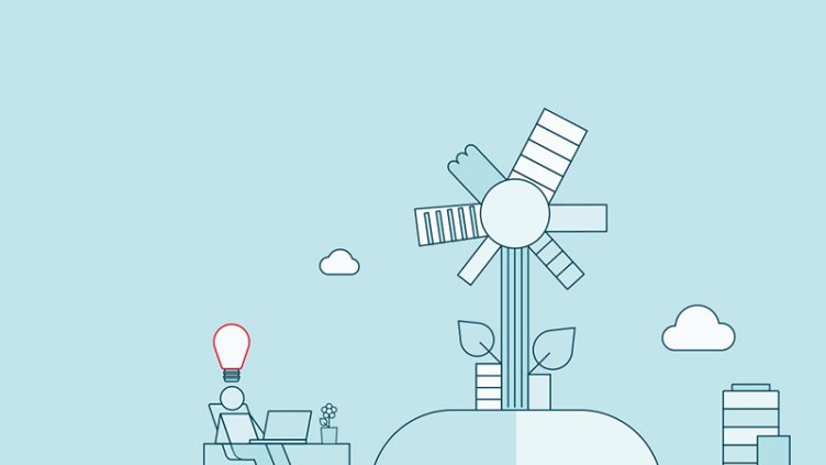illustration of sustainability and amenities of an office