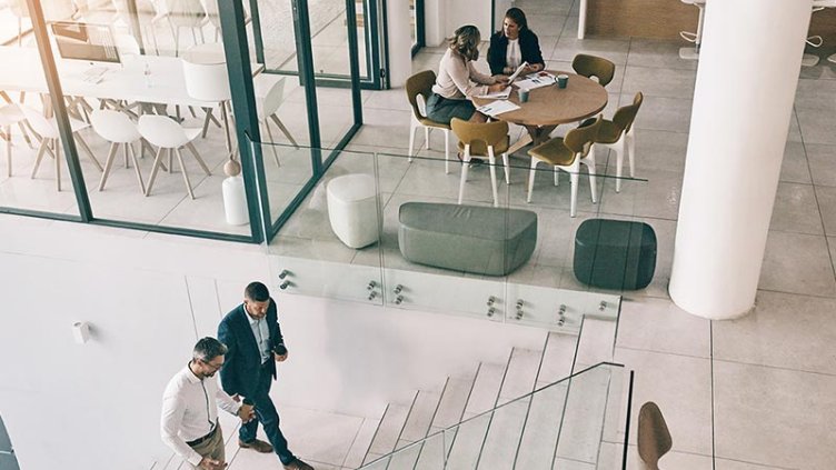 High angle shot of businesspeople in an office