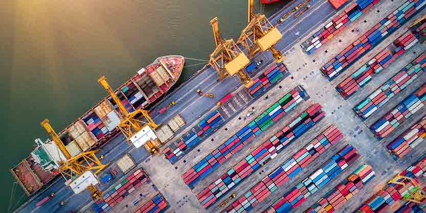 Aerial view of a port