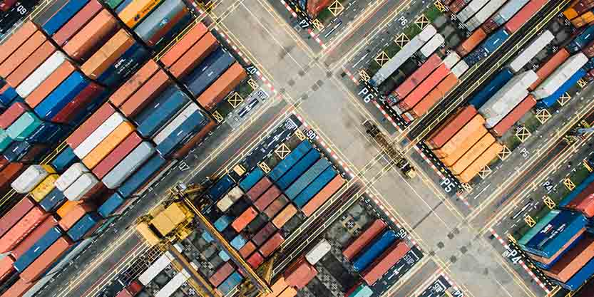 Aerial view of a container yard