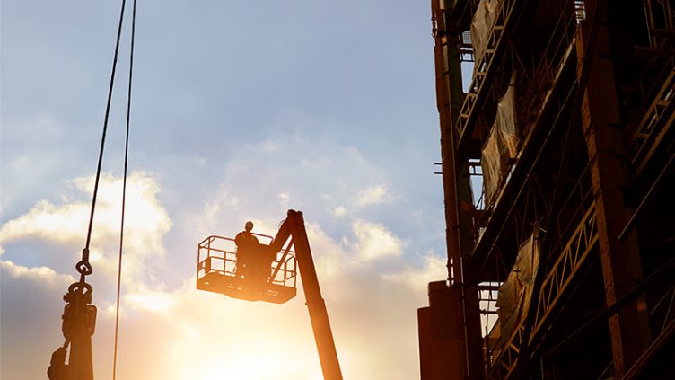 Crane at building construction