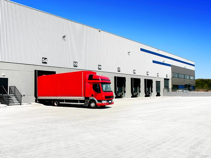 Red Truck at warehouse space