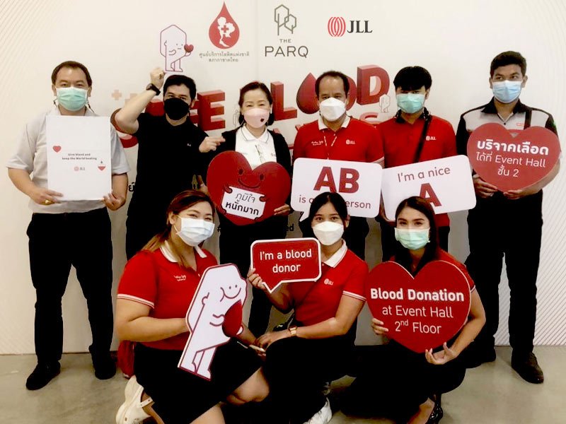 A group of JLL’s employees participating in a recent blood donation campaign at The PARQ