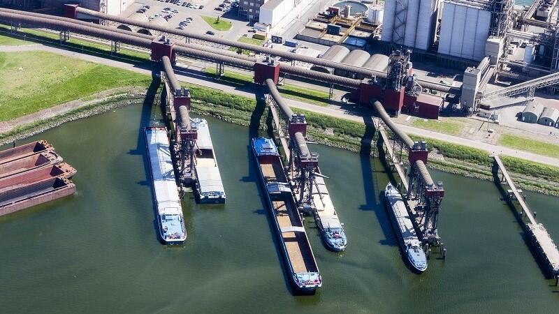 Aerial view of a sea port