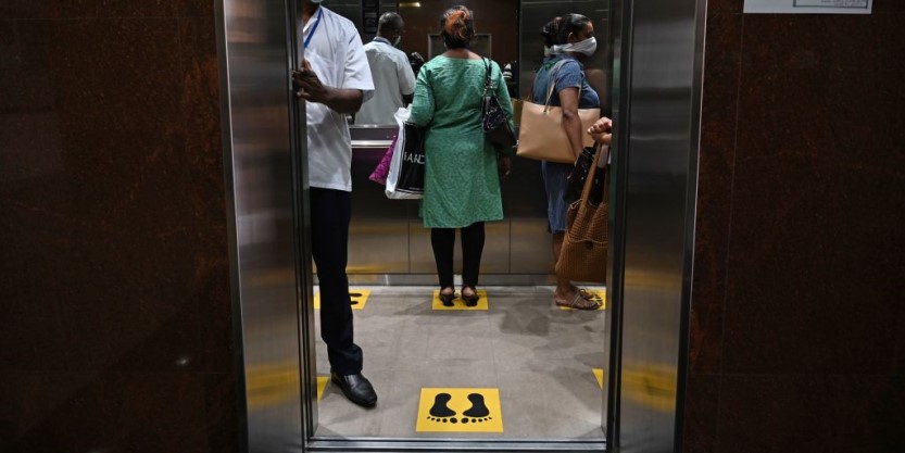 People in lift