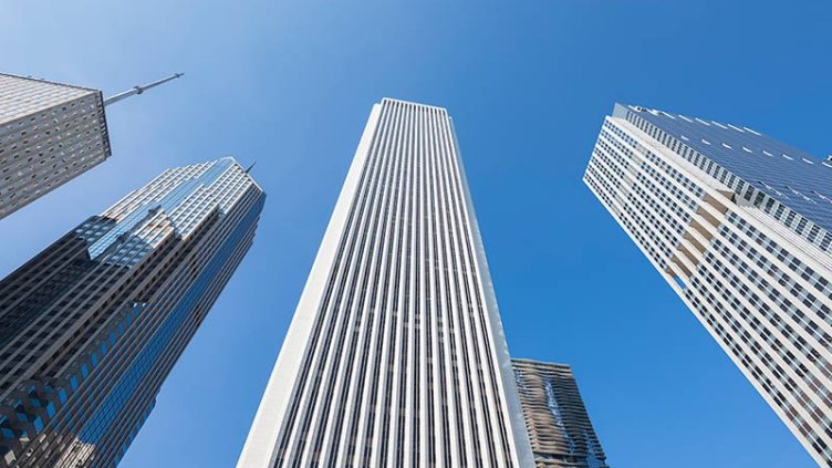 Large buildings against blue sky