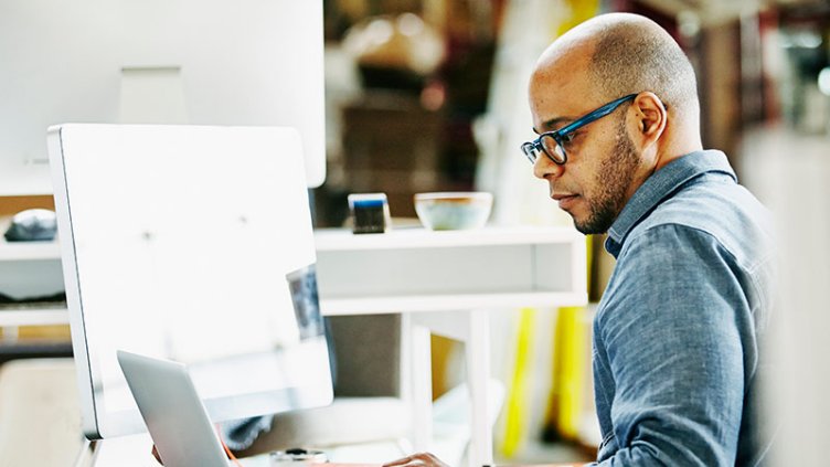 A man working on a laptop