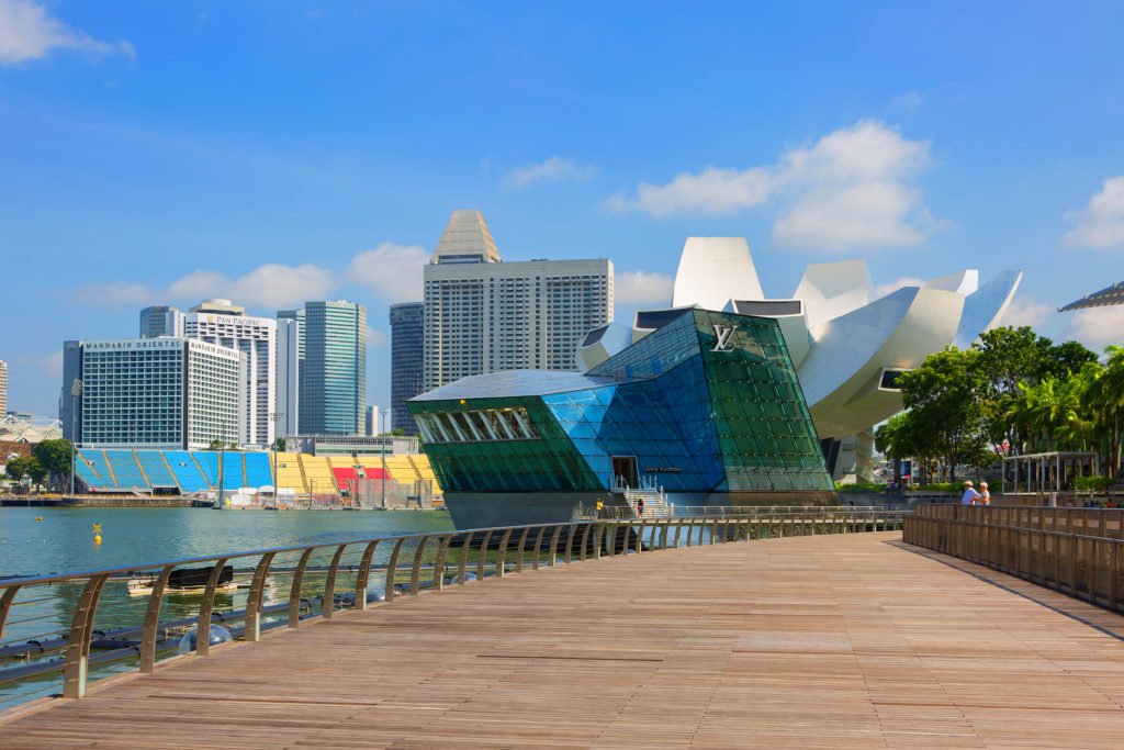 Singapore, 01/21/2018, The Waterfront Of Marina Bay. Marina Bay is a Gulf of the sea, located in southern Singapore, East of the Central district and the business part of the city.; Shutterstock ID 1030711621