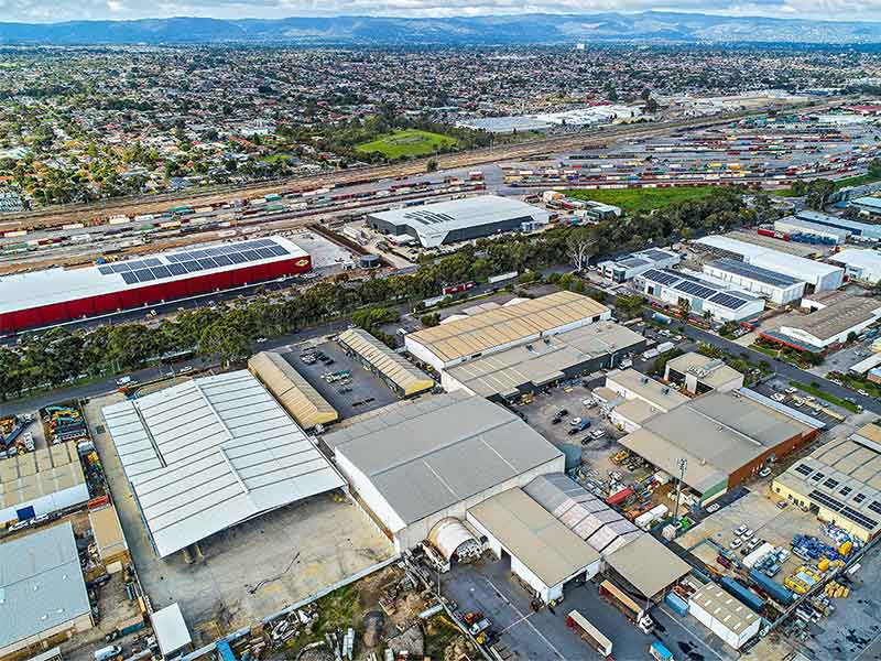 Aerial view of industrial place