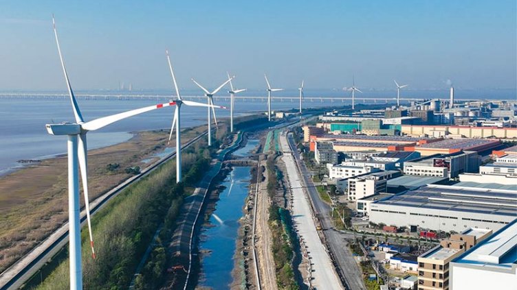 Industrial plants landscape with different energy resources